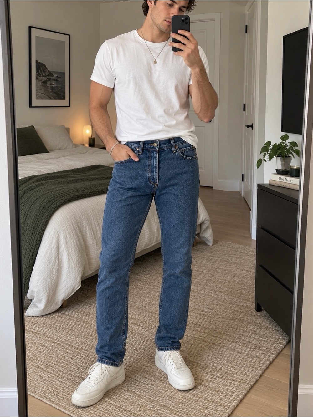 Rag & Bone Men’s Fit 1 Skinny Jeans 30W Indigo Hemmed Denim